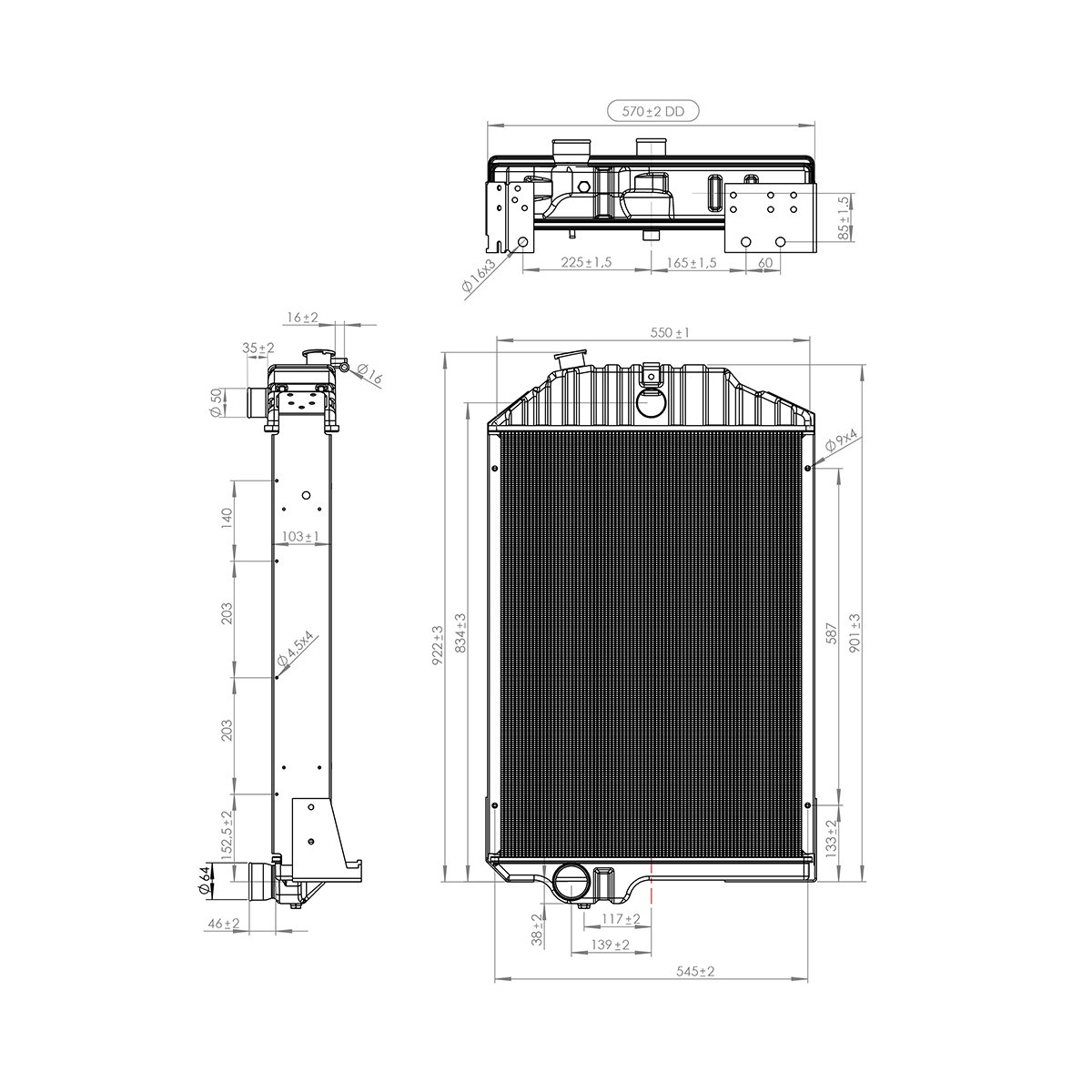 Radiator racire apa cu 5 randuri de celule pentru John Deere cod OEM AR95802, RE21893, RE38664 Breckner Germany
